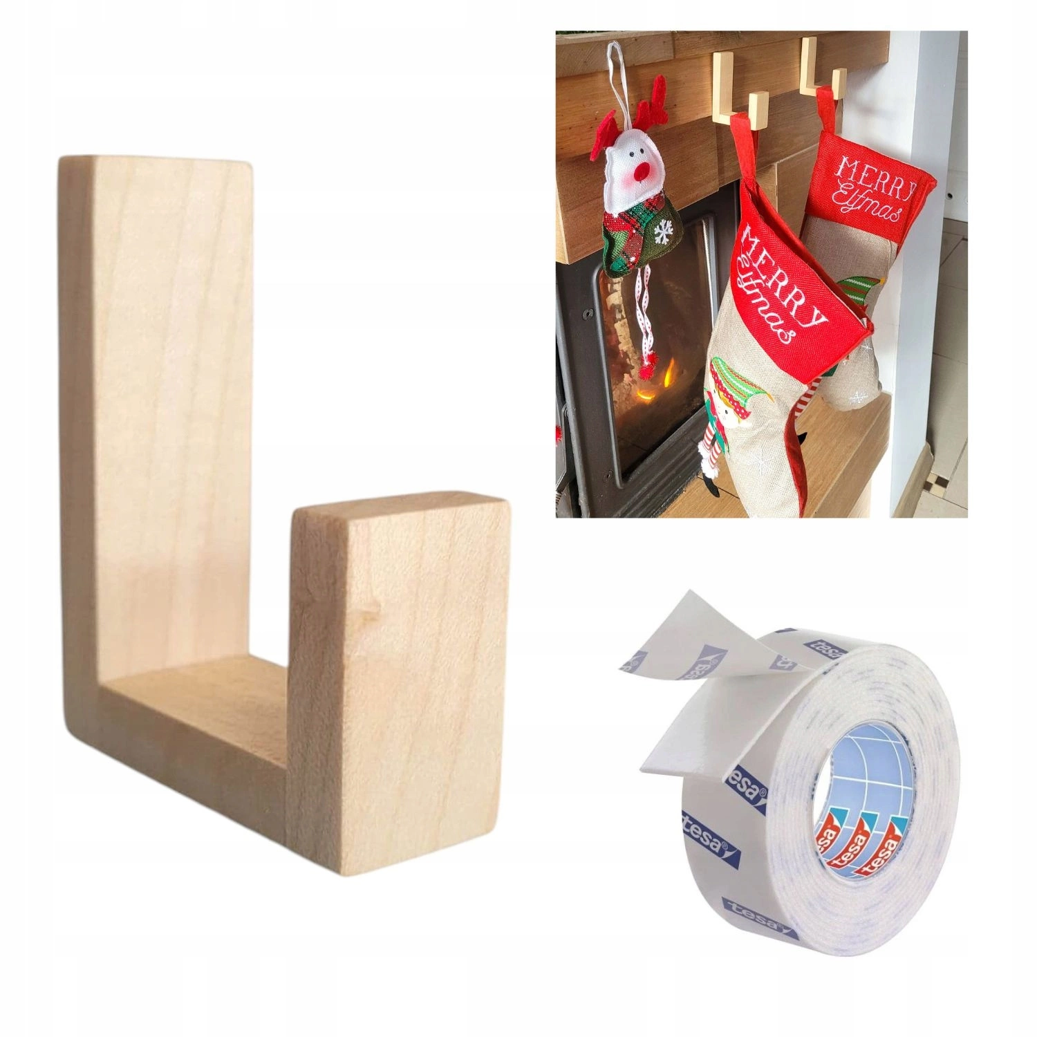 Drewniany Wieszak Ścienny na Skarpety Mikołaja Kominek Świąteczny Klon pol_pl_Drewniany-Wieszak-Scienny-na-Skarpety-Mikolaja-Kominek-Swiateczny-Klon-133_1