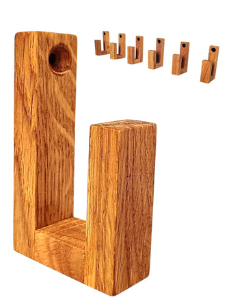 Mały Dębowy wieszak ścienny na ubrania ręczniki klucze  – drewniany haczyk ręcznie robiony