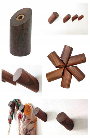 Wieszak Ciemny Brąz Drewniany Kołek Ścienny Na Ubrania Owalny Uchwyt Wieszania Orzech