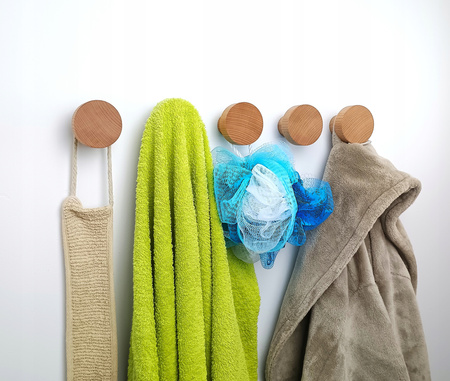 Okrągły Wieszak na Ubrania Drewniane 3 szt. 5,5 cm – Haczyk ścienny do Przedpokoju, Łazienki, Kuchni 60 mm Buk