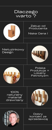 Nowoczesny Kinkiet Drewniany Designerski Ścienny Brzoza Polska Produkcja