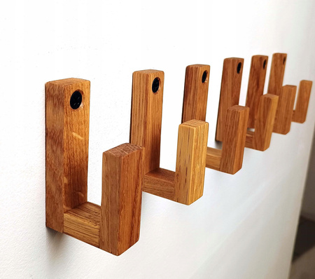 Mały Dębowy wieszak ścienny na ubrania ręczniki klucze  – drewniany haczyk ręcznie robiony