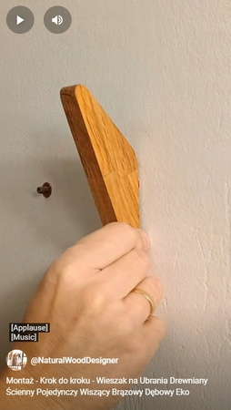 Drewniany wieszak 3 szt ścienny na ubrania do przedpokoju – ukryty montaż - Buk