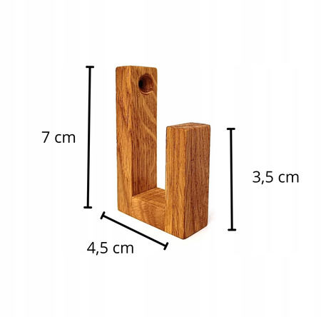 Mały Dębowy wieszak ścienny na ubrania ręczniki klucze  – drewniany haczyk ręcznie robiony