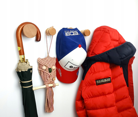 Zestaw - Wieszaki Drewniane na Ubrania Ścienne do Przedpokoju – Zestaw 5 szt. Buk