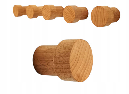 Okrągły Haczyk Drewniany Ścienny 3 szt. – 5,5 cm - Wieszaki Ścienne Drewniane 45 mm Buk
