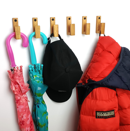 Mały Dębowy wieszak ścienny na ubrania ręczniki klucze  – drewniany haczyk ręcznie robiony