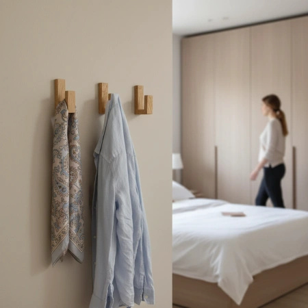 Dębowy wieszak samoprzylepny – drewniany, bez wiercenia, handmade