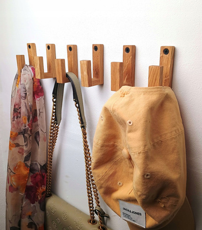 Mały Dębowy wieszak ścienny na ubrania ręczniki klucze  – drewniany haczyk ręcznie robiony