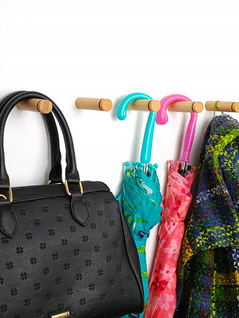 Drewniany wieszak ścienny Kołek 8 cm - na Ubrania Ręczniki Spodnie - Buk