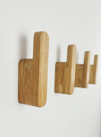 Drewniany Wieszak na Ubrania Samoprzylepny Dębowy Haczyk do Przedpokoju