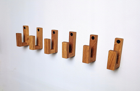 Mały Dębowy wieszak ścienny na ubrania ręczniki klucze  – drewniany haczyk ręcznie robiony