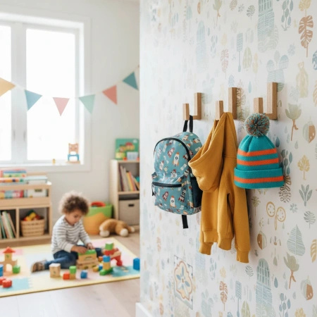 Dębowy wieszak samoprzylepny – drewniany, bez wiercenia, handmade