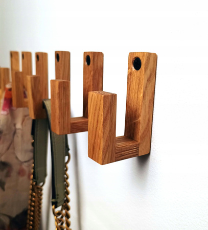 Mały Dębowy wieszak ścienny na ubrania ręczniki klucze  – drewniany haczyk ręcznie robiony