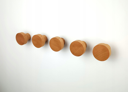 Okrągły Wieszak na Ubrania Drewniane 3 szt. 5,5 cm – Haczyk ścienny do Przedpokoju, Łazienki, Kuchni 60 mm Buk