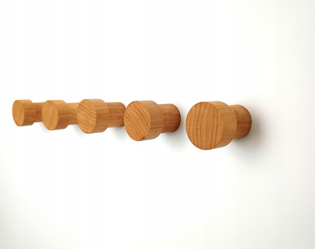 Okrągły Haczyk Drewniany Ścienny 3 szt. – 5,5 cm - Wieszaki Ścienne Drewniane 45 mm Buk