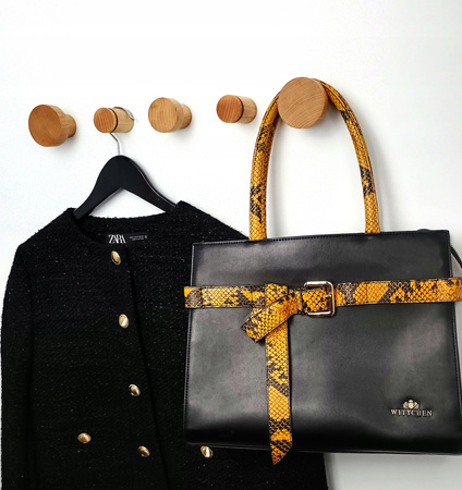 Zestaw - Wieszaki Drewniane na Ubrania Ścienne do Przedpokoju – Zestaw 5 szt. Buk