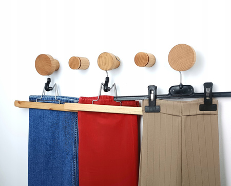 Zestaw - Wieszaki Drewniane na Ubrania Ścienne do Przedpokoju – Zestaw 5 szt. Buk