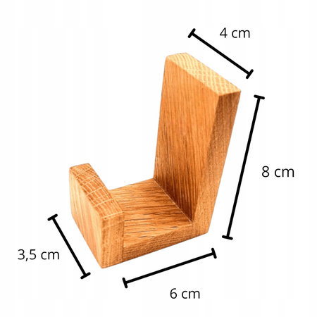  Drewniany Wieszak 3 szt. Samoprzylepny Ścienny Dębowy Haczyk na Taśmę