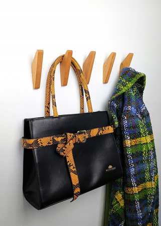 Drewniany wieszak 3 szt ścienny na ubrania do przedpokoju – ukryty montaż - Buk