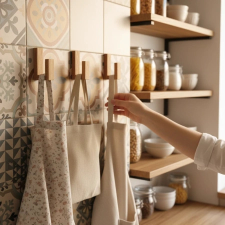 Dębowy wieszak samoprzylepny – drewniany, bez wiercenia, handmade