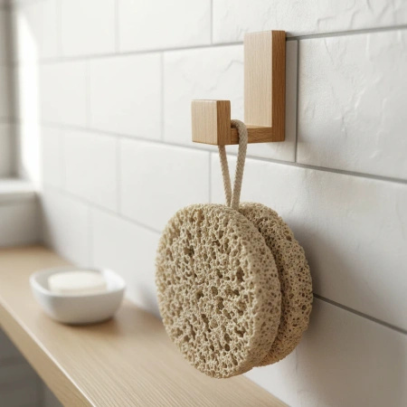  Drewniany Wieszak 3 szt. Samoprzylepny Ścienny Dębowy Haczyk na Taśmę