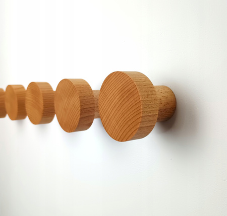 Okrągły Wieszak na Ubrania Drewniane 3 szt. 5,5 cm – Haczyk ścienny do Przedpokoju, Łazienki, Kuchni 60 mm Buk