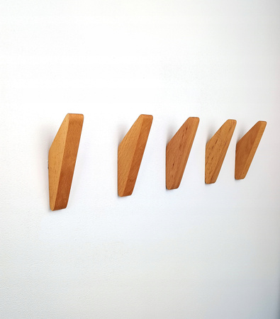 Drewniany wieszak 3 szt ścienny na ubrania do przedpokoju – ukryty montaż - Buk