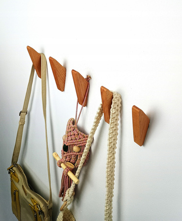 Drewniany wieszak 3 szt ścienny na ubrania do przedpokoju – ukryty montaż - Buk