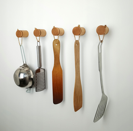 Okrągłe wieszaki do Przedpokoju Drewniane 5,5 cm – Haczyki na ścianę 35 mm Buk