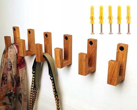 Mały Dębowy wieszak ścienny na ubrania ręczniki klucze  – drewniany haczyk ręcznie robiony