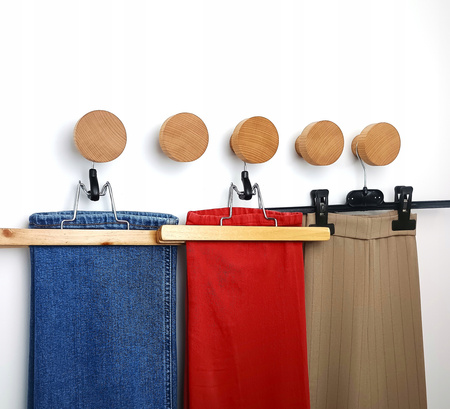 Okrągły Wieszak na Ubrania Drewniane 5,5 cm – Haczyk ścienny do Przedpokoju, Łazienki, Kuchni 60 mm Buk