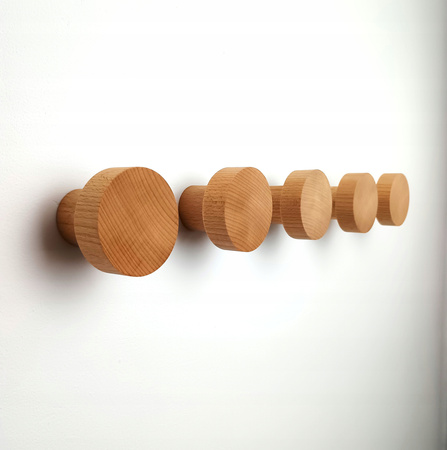 Okrągły Wieszak na Ubrania Drewniane 3 szt. 5,5 cm – Haczyk ścienny do Przedpokoju, Łazienki, Kuchni 60 mm Buk