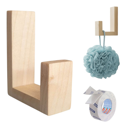 Drewniany Wieszak 3 szt. Ścienny na Skarpety Mikołaja Kominek Świąteczny Klon