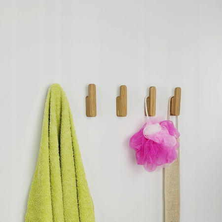 Drewniany Wieszak na Ubrania 3 szt. Samoprzylepny Dębowy Haczyk do Przedpokoju