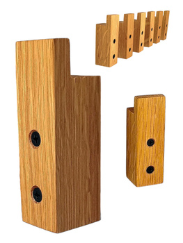 Prosty wieszak dębowy drewniany na ścianę – ręcznie robiony, naturalne drewno do łazienki