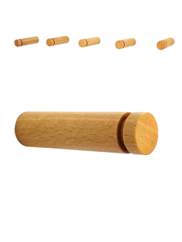 Drewniany wieszak ścienny 8 cm 3 szt - na Ubrania Ręczniki Spodnie - Buk