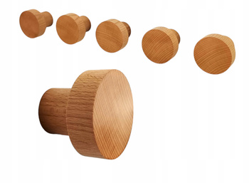 Okrągły Wieszak na Ubrania Drewniane 5,5 cm – Haczyk ścienny do Przedpokoju, Łazienki, Kuchni 60 mm Buk