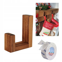  Drewniany Wieszak na Skarpety Mikołaja na Kominek Ścianę Świąteczny Orzech