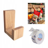  Drewniany Wieszak 3 szt. Samoprzylepny na Skarpety Prezenty Kominek Dębowy Haczyk