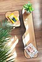 Zestaw Drewnianych Stolików Dębowych – Stolik Kawowy i Mały Stolik Brązowo Czarny do Salonu