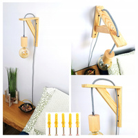 Dębowy Kinkiet Ścienny Loftowy z Prawdziwego Drewna – Lampa Ścienna Drewniana do Salonu, Biura, Sypialni