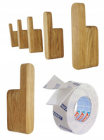 Drewniany Wieszak na Ubrania 3 szt. Samoprzylepny Dębowy Haczyk do Przedpokoju