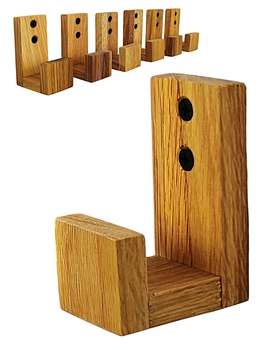 Wieszaki na ręczniki łazienkowe 3 szt. Pojedyncze Drewniane Dębowe Handmade